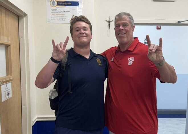 Sought-after OL with a famous dad picks NC State over UNC and Duke. ‘So proud’