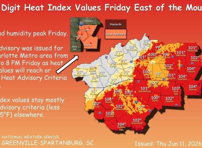 ‘Above normal’ 105-degree heat index forecast for Charlotte region, NWS says