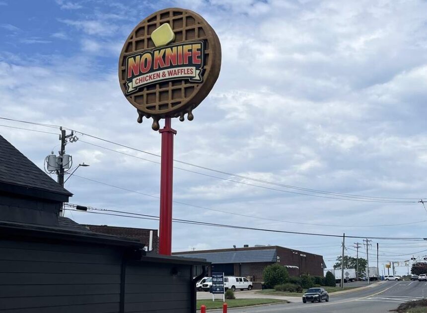 Charlotte rapper DaBaby to open chicken and waffles restaurant. The sign is up.
