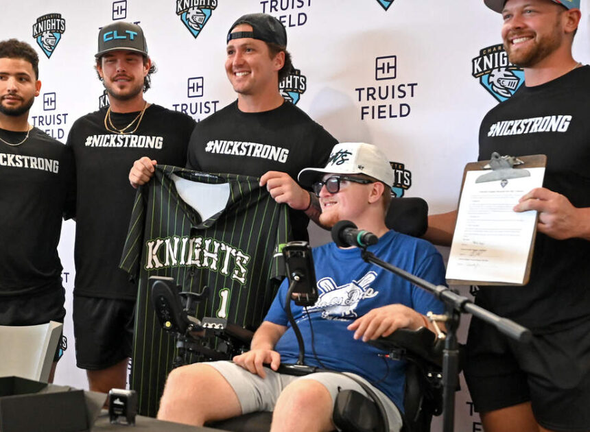 Jersey design contest winner, Levine Children’s patient is a Charlotte Knight for a day