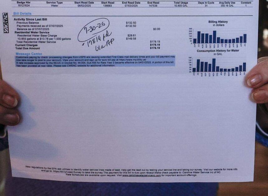 NC regulators OK’d water bill hike now forcing families to shrink budgets
