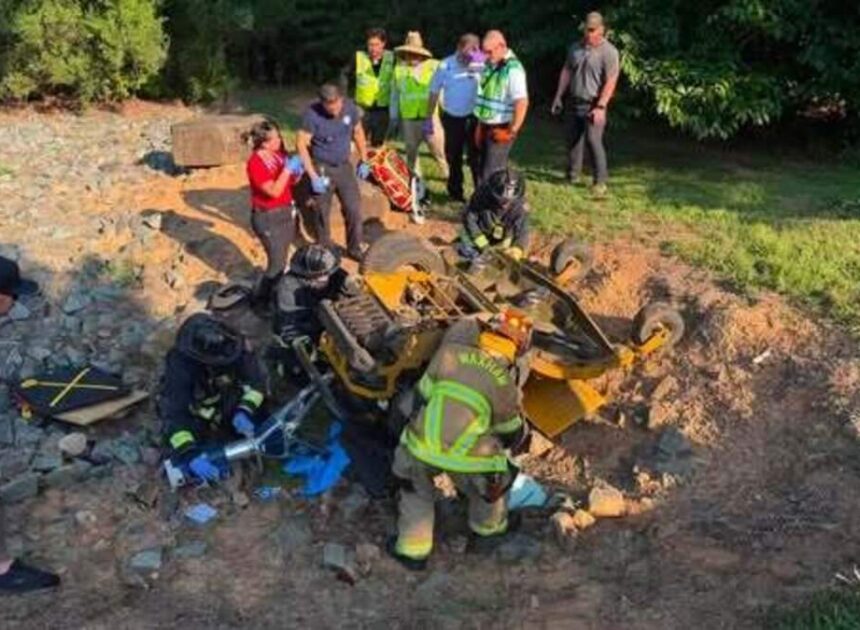 Huge mower rolls over, traps rider, NC responders say. See the rescue.