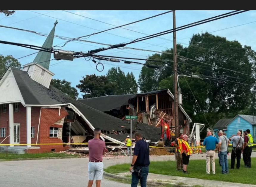 Church collapses, prompting 2-block evacuation over gas leak fears, NC town says