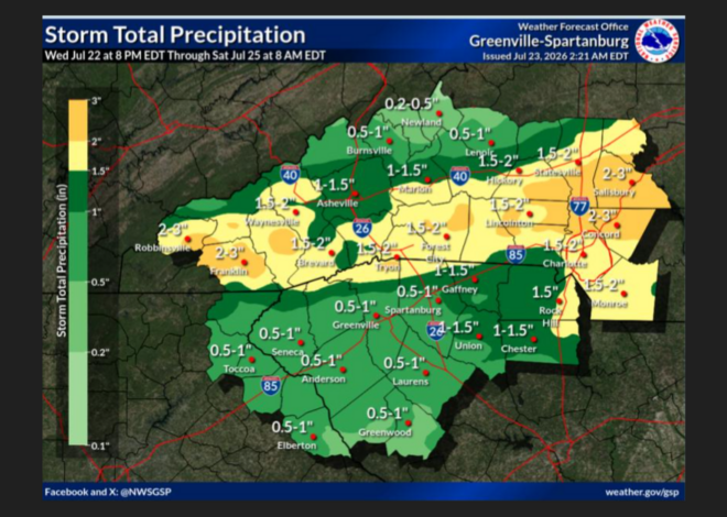 Up to 3 inches of rain could fall in parts of Mecklenburg County, forecasters say