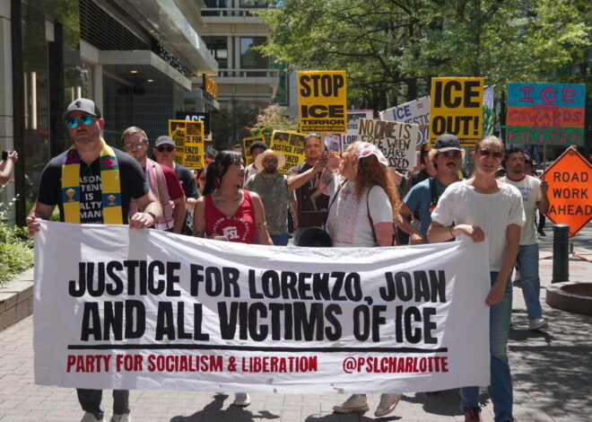 ‘Stop ICE terror’: Protesters rally in uptown Charlotte after fatal shootings