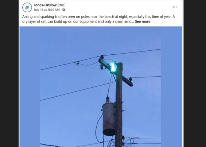 Eerie ‘glowing’ seen at night above utility poles on NC coast. What’s behind it?