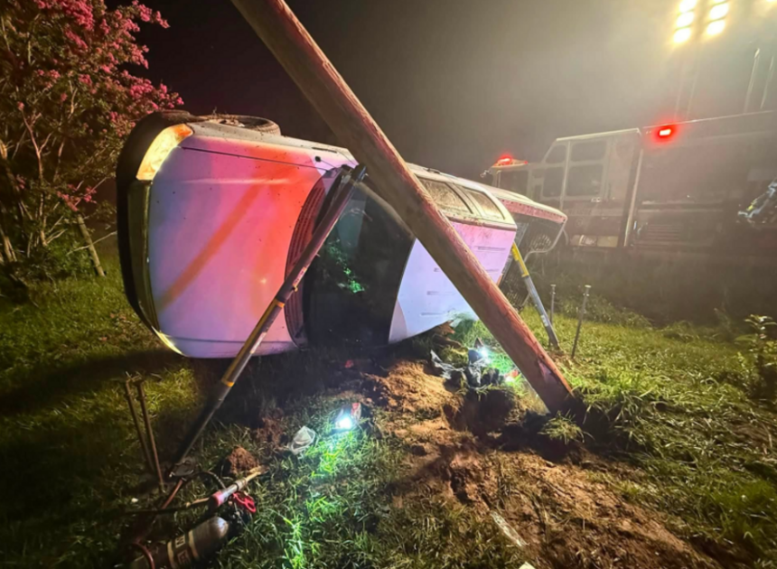 Driver ejected during crash found pinned under fallen power pole, NC rescuers say