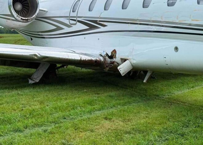 Jet attempting to land during thunderstorm ends up in field, NC officials say