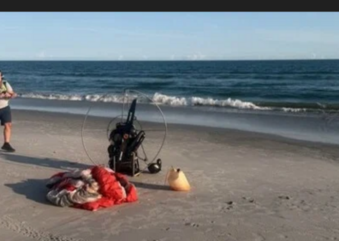 Paramotor makes emergency landing in ocean off North Carolina. Pilot recovered