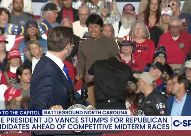 JD Vance joked protester was here illegally. He says he was born and raised in NC