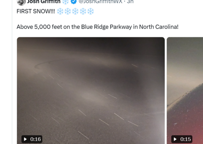 Snow falls in the NC mountains Saturday for the first time this season, NWS says